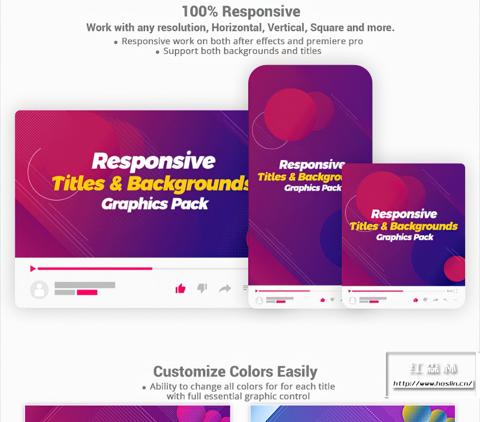 【AE/PR模板】90个自适应分辨率文字标题图形背景动画 Responsive Titles and Backgrounds Pack插图(2)