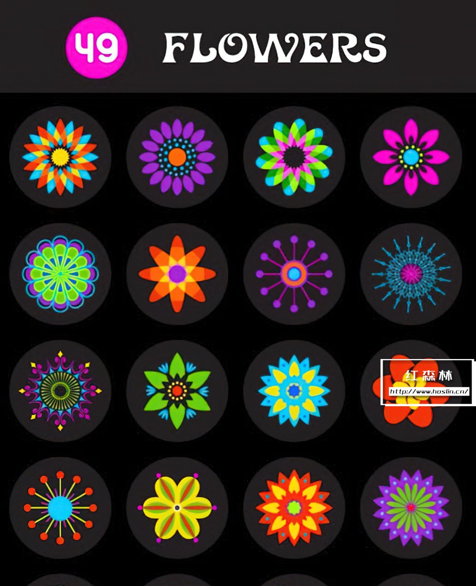 【矢量素材】49个花卉花瓣图案AI EPS格式矢量素材 40+ Flowers Vector Templates Pack插图