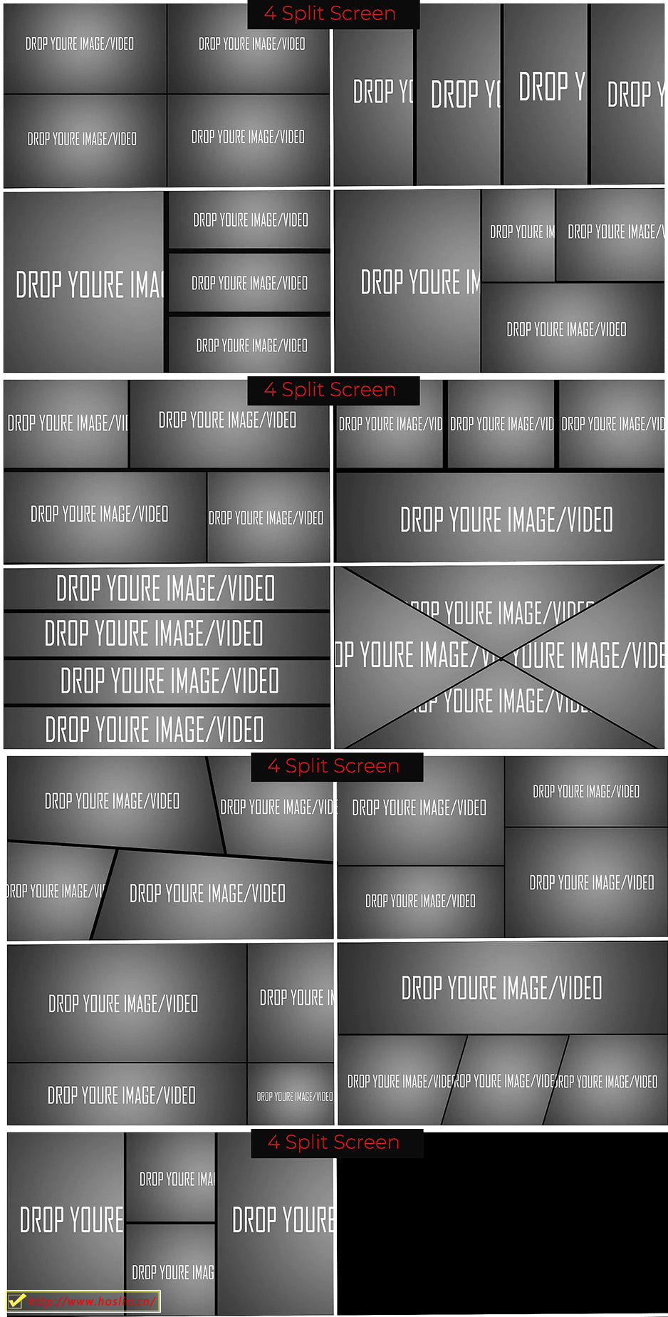 【PR预设】59组动态分屏多画面组合MOGRT预设 Multi Screen Frames Pack插图(3)
