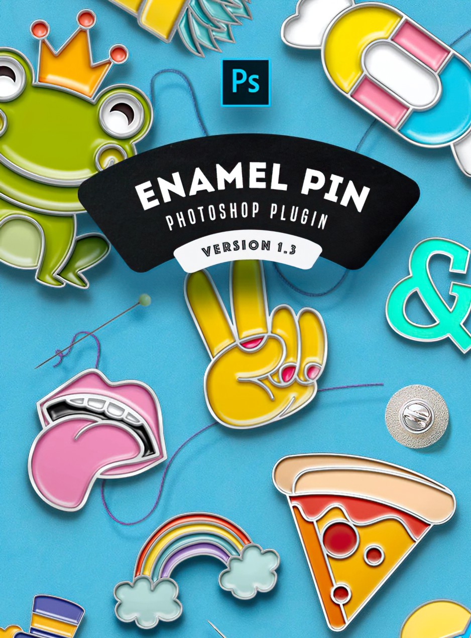 【PS插件】珐琅烤漆质感徽章样机生成器插件 Soft Enamel Pin Generator插图(2)
