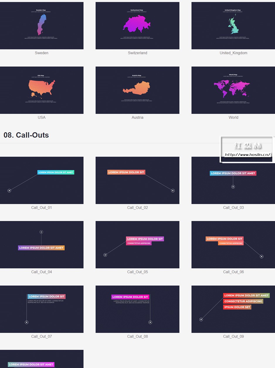 【AE模板】95个彩色渐变信息数据图表展示呼出指示线标注动画 Gradient Infographics插图(5)