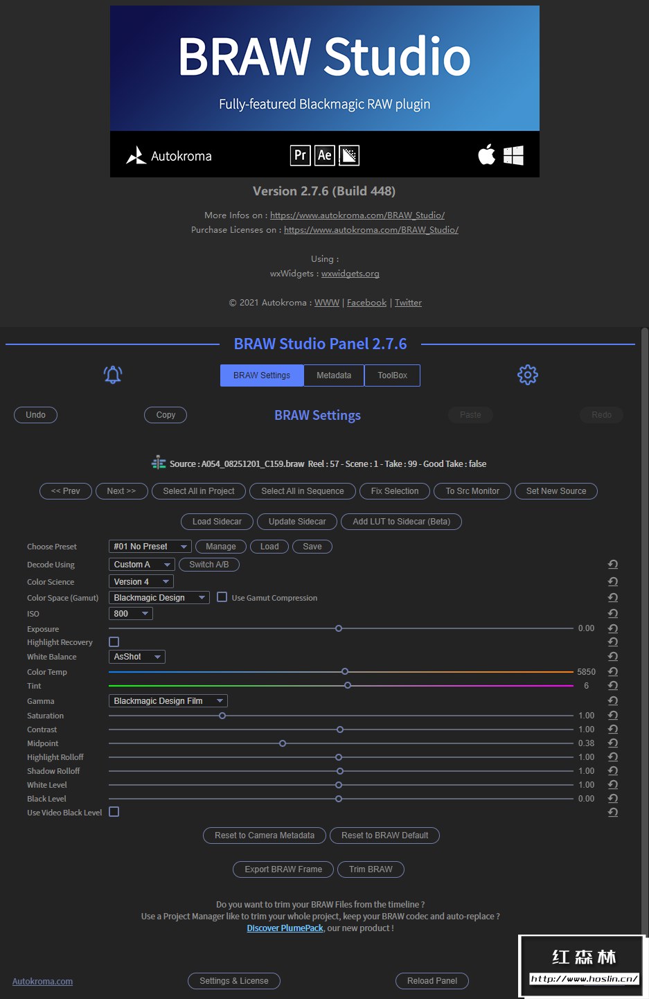 【AE/PR/AME插件】将Blackmagic RAW格式视频素材直接导入编辑 BRAW Studio v2.7.6 Win版插图(1)