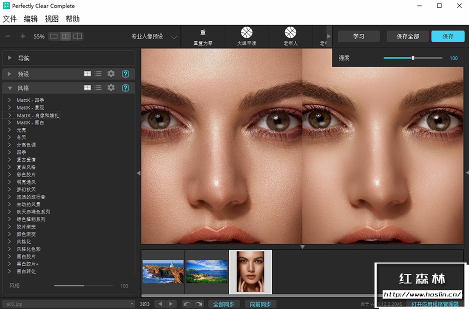 软件ps插件照片自动廋脸美妆滤镜智能清晰调色修图软件ps插件