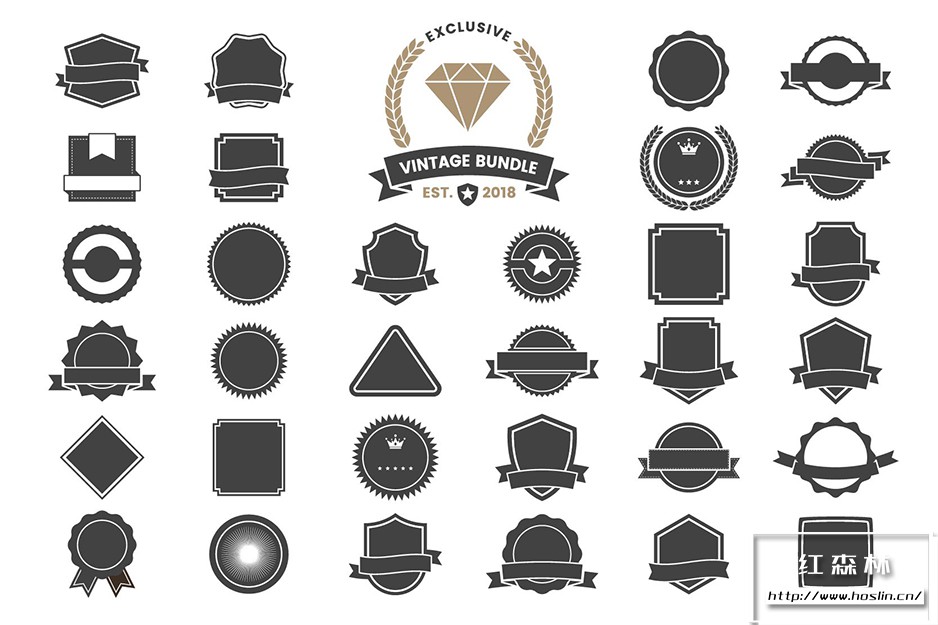 矢量素材395款老式复古generator徽章徽标绶带logo设计矢量素材395