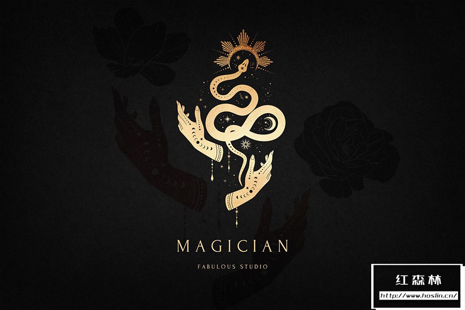 矢量素材750个线条艺术元素黑暗神秘魔法图腾能量图形符号矢量设计