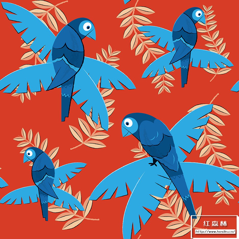 矢量素材8种夏威夷风格版画插画彩色印花无缝矢量图案设计素材tikiand